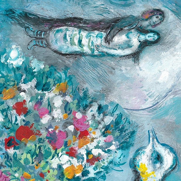 MARC CHAGALL 'lovers' - Original Lithograph- Signed Print
