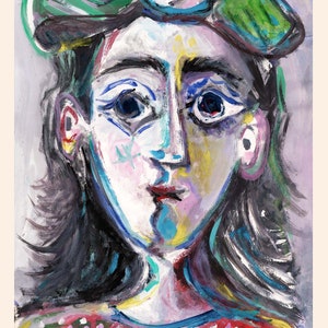 Lithographie en édition limitée signée Pablo Picasso Femme au chapeau succession Impression signée COA Décoration murale Impressions d'art Décoration de chambre Cadeau image 2