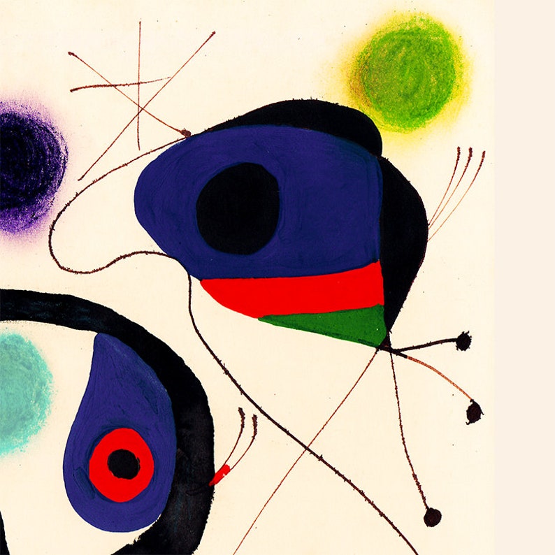 JOAN MIRÓ podpisano figury abstrakcyjneoryginalna litografia-druk w stylu vintage COA abstrakcyjna sztuka współczesna dekoracje ścienne wydruki artystyczne wystrój pokoju prezent zdjęcie 4