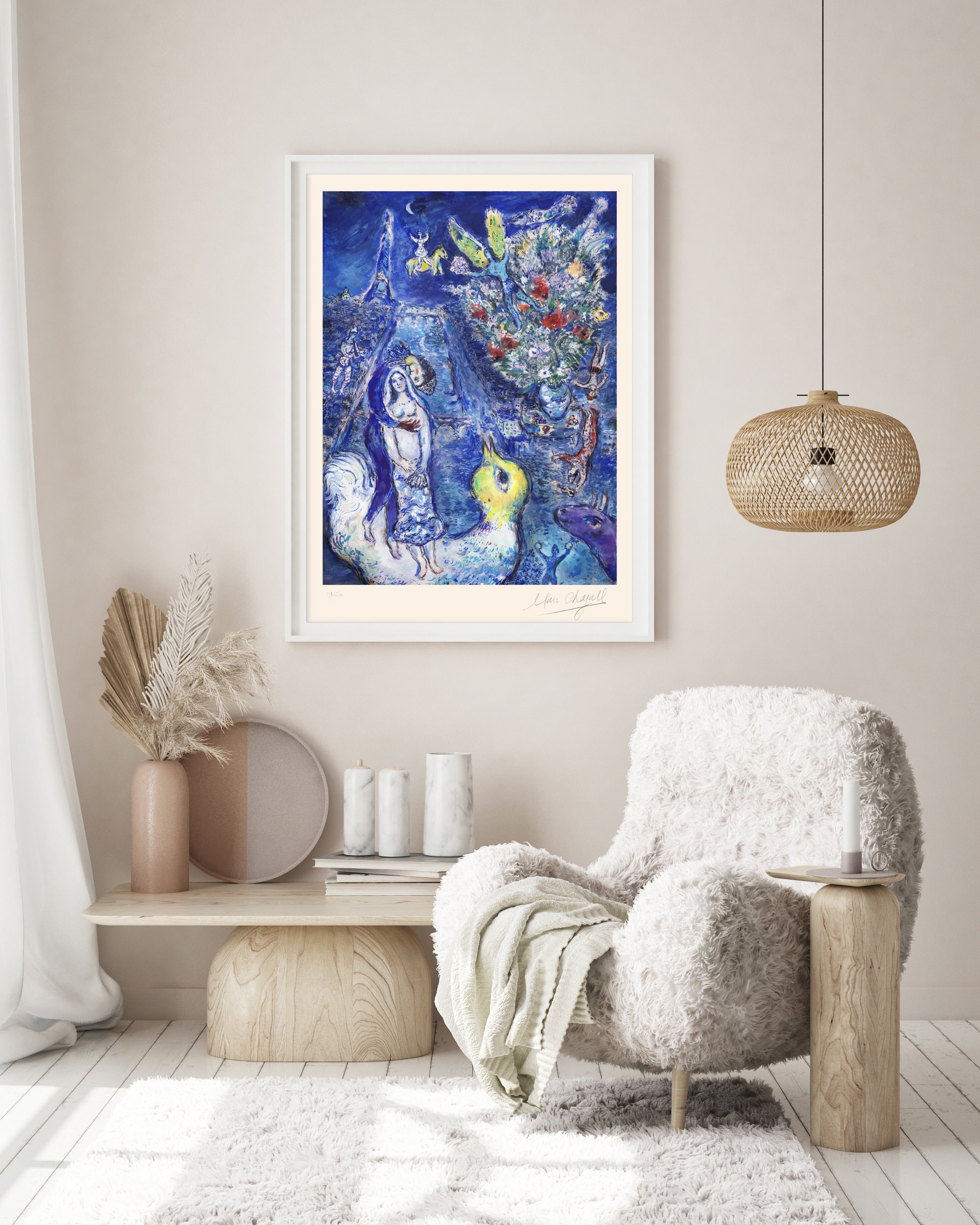 マルク・シャガール「花束を持った恋人たち」 - オリジナルリトグラフ