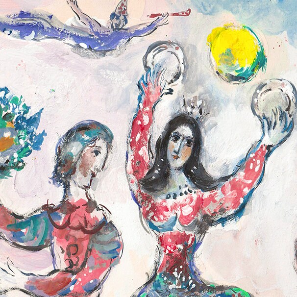 MARC CHAGALL ' Paris Lovers' - Original Lithograph- Signed