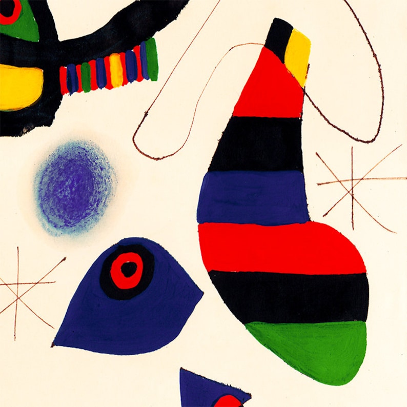 JOAN MIRÓ podpisano figury abstrakcyjneoryginalna litografia-druk w stylu vintage COA abstrakcyjna sztuka współczesna dekoracje ścienne wydruki artystyczne wystrój pokoju prezent zdjęcie 6