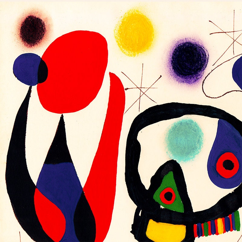 Joan MirÓ Signed Abstract Figures Original Etsy