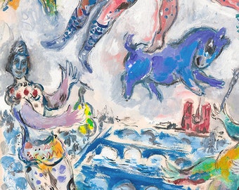 MARC CHAGALL ' Paris Lovers' - Original Lithograph- Signed