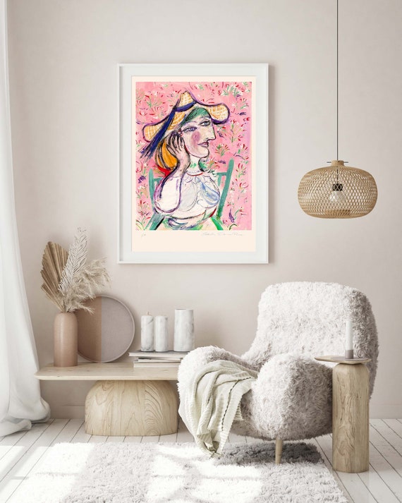 PABLO PICASSO 'Femme au Chapeau' - Original Lithograph - Signed Print (COA) Wall Decor Art Prints Valentine's Gift