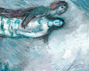 MARC CHAGALL 'lovers' - Original Lithograph- Signed Print