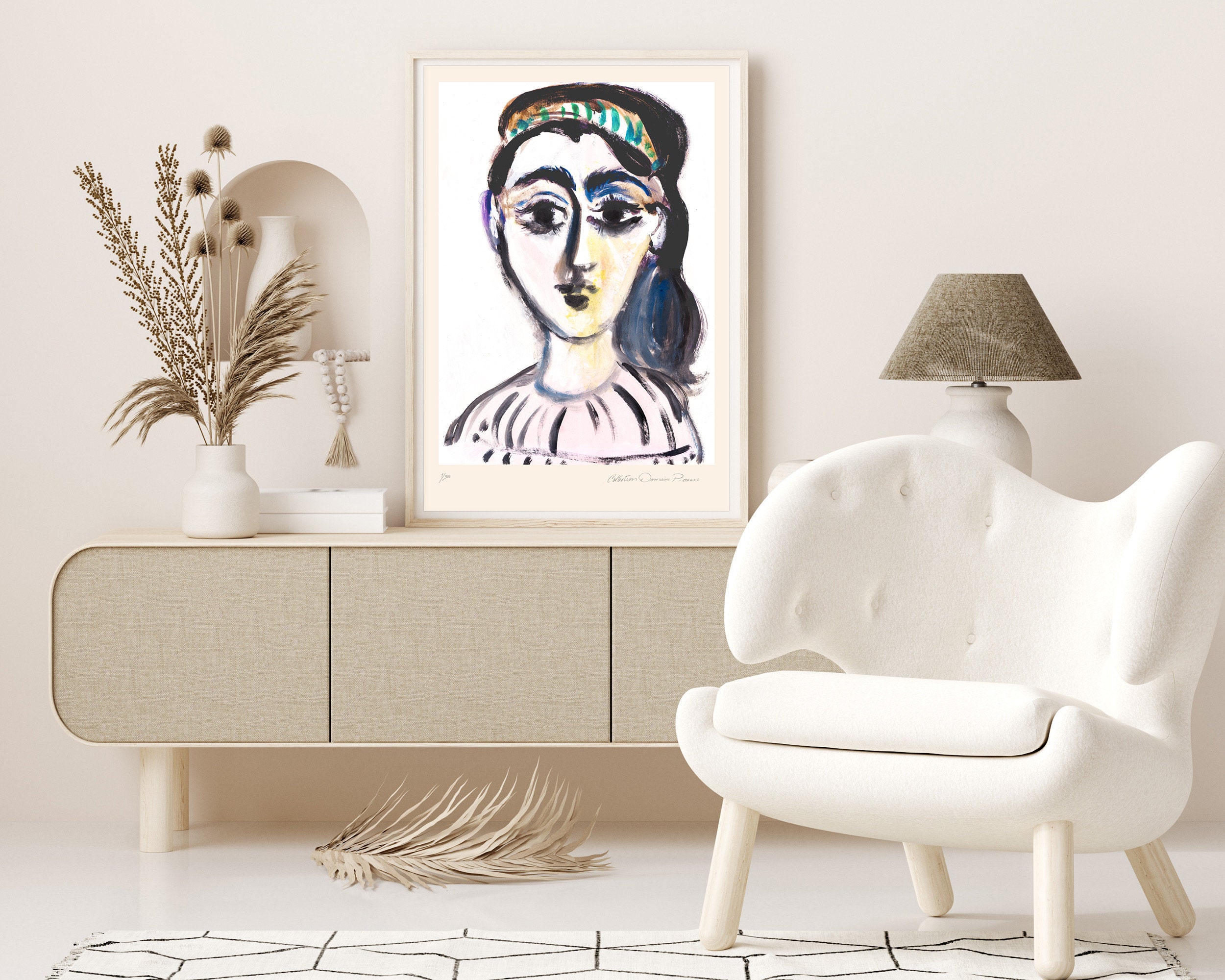 PABLO PICASSO 'Portrait de Femme' - Minimalist original art- Original Lithograph - Signed Print (COA) Wall Decor Art Prints Room Decor Gift