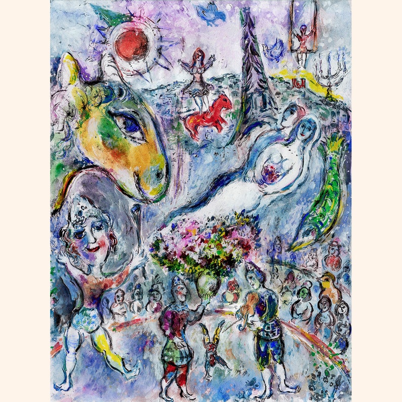 Marc Chagall circus Scene Signed Lithograph Print COA Etsy