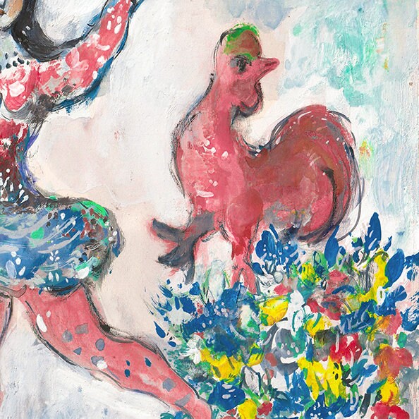 Chagall、LES AMOUREUX、海外版超希少レゾネ、新品額付 MARC CHAGALL 'lovers' - Original Lithograph- Signed Print