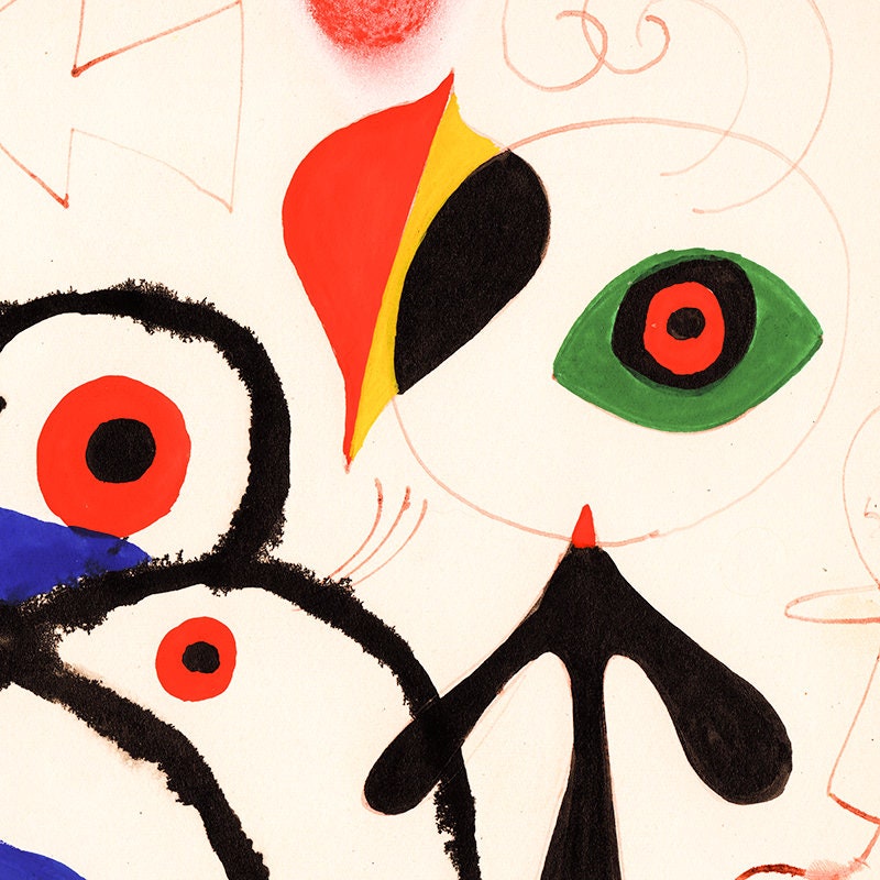 ジョアン・ミロ サイン入り「抽象人物」 - オリジナルリトグラフ