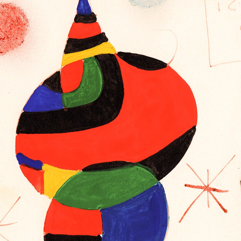 ジョアン・ミロ サイン入り「抽象人物」 - オリジナルリトグラフ