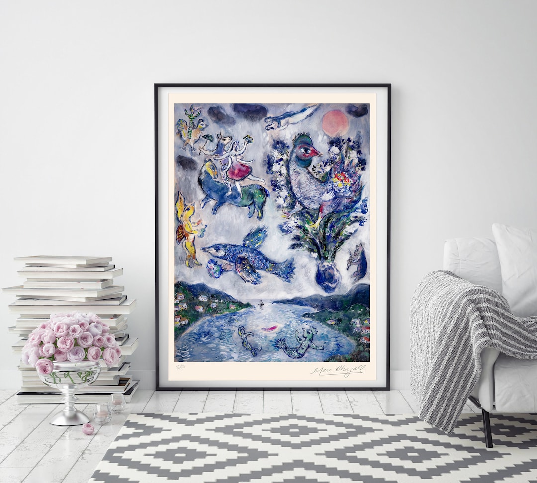 Marc Chagall 水彩画 リトグラフ　約107cm x 94cm Marc Chagall 水彩画 リトグラフ 約107cm x 94cm