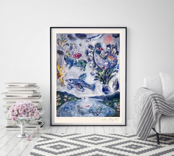 Marc Chagall 水彩画 リトグラフ　約107cm x 94cm MARC CHAGALL 'summer Dream' - Original Lithograph- Vintage