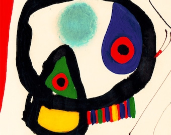 Miro 抽象画 サイン入り ジョアン・ミロ直筆サイン入り「抽象的人物像」 - オリジナル