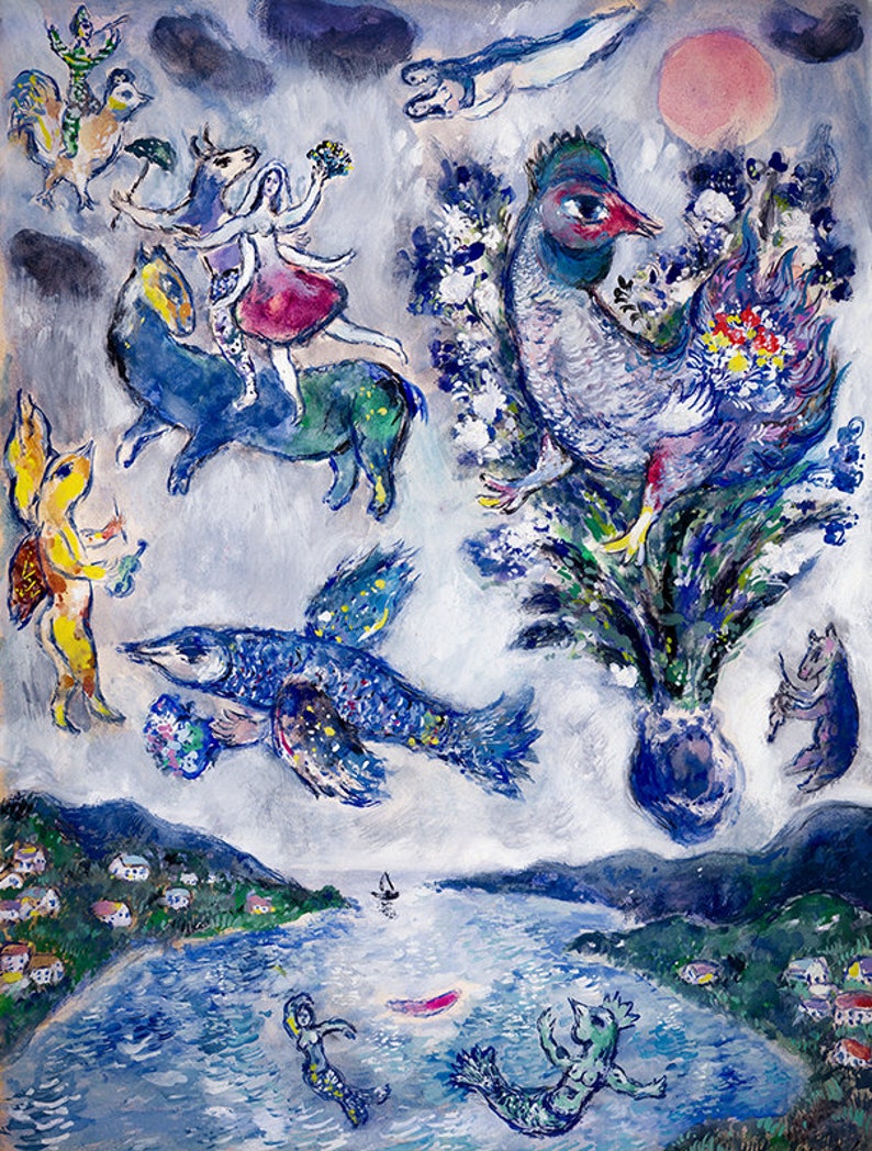 MARC CHAGALL 'Summer Dream' Original Lithograph Vintage Signed Print COA 'Songe d'été' Vintage Wall Decor Art Prints Room Decor image 2