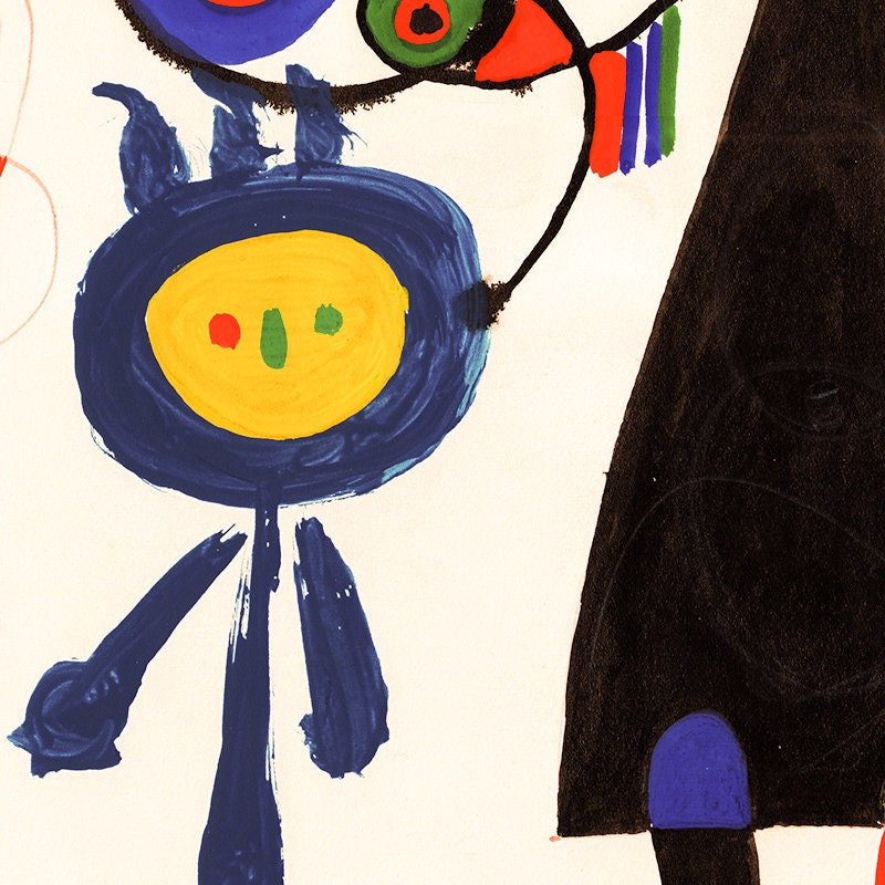 ジョアン・ミロ サイン入り「抽象人物」 - オリジナルリトグラフ