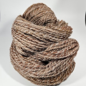 Handspun, Hand-Dyed 2 Ply Yarn - Natural Brown and Dyed Brick Romney - Basic Heathered Neutral