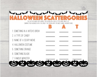 Halloween Scattergories imprimible, Juego de Halloween imprimible, Descarga digital, Juego de fiesta de Halloween imprimible, Halloween Scattergories