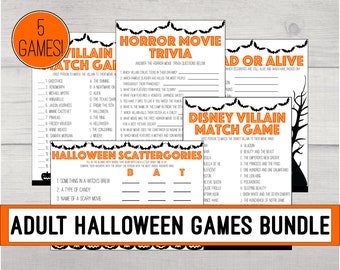 Paquete de juegos de Halloween para adultos, juegos de Halloween imprimibles, descarga instantánea de Halloween, juego de Halloween para adultos