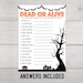 Dead or Alive Halloween Game Printable, Digital Download, Halloween ...