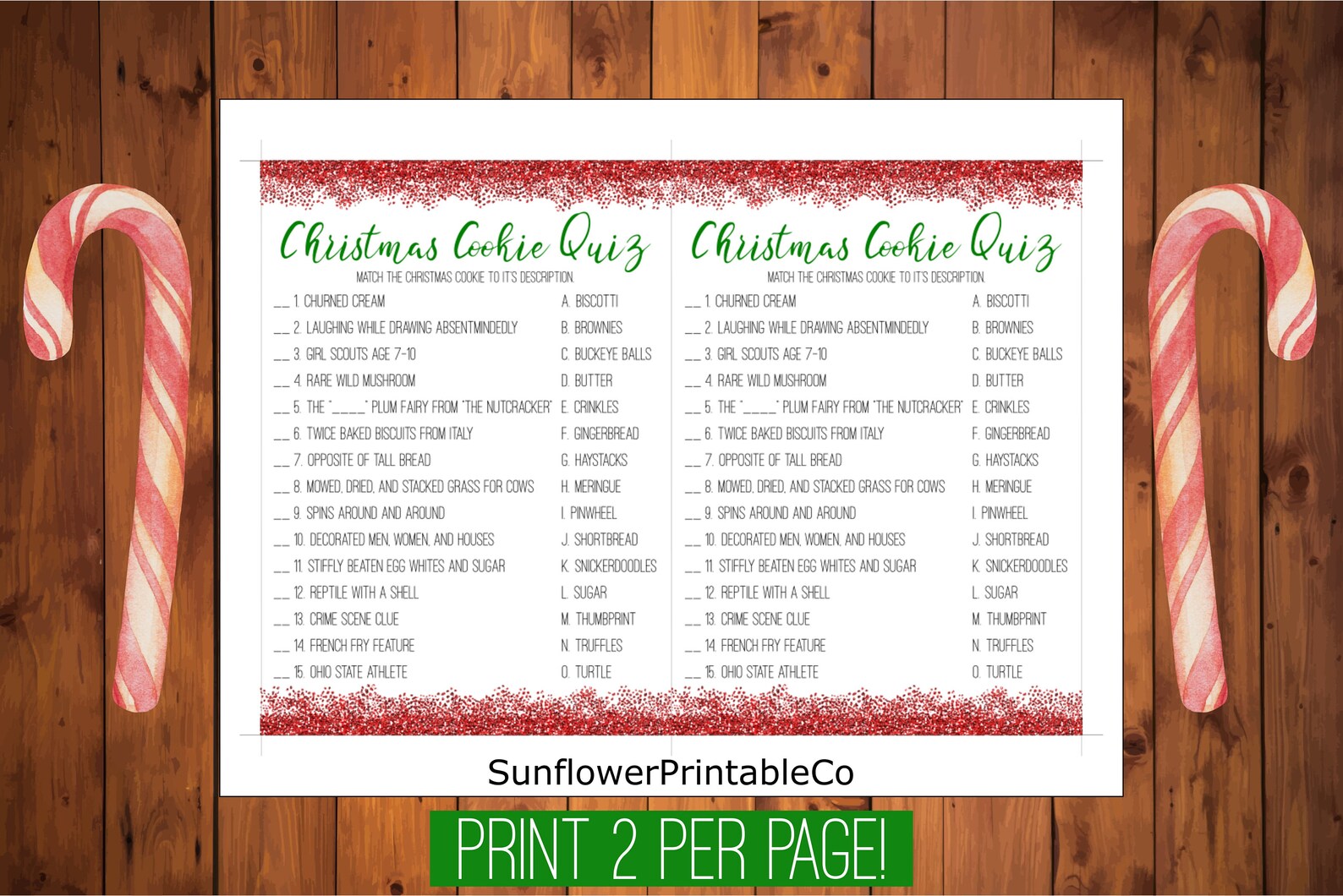 Christmas Cookie Quiz Game Printable Christmas Game Kids | Etsy