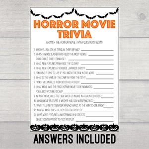 Horror Movie Trivia Printable Game, Halloween Game Printable, Digital Download, Halloween Party Game Printable, Horror Movie Trivia
