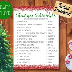 Christmas Cookie Quiz Game, Printable, Christmas Game, Kids Game, Christmas Activity