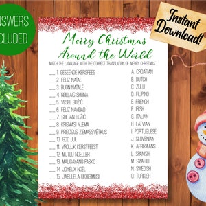 Merry Christmas Around The World Game, Printable, Christmas Game, Kids Game, Christmas Activity
