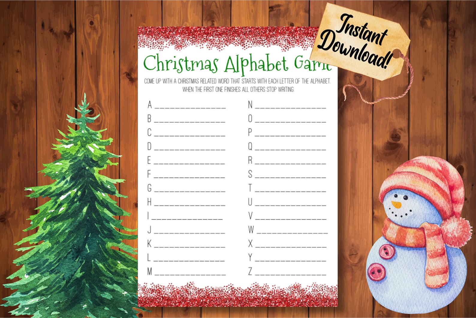 Christmas Alphabet Game, Printable, Christmas Game, Kids Game