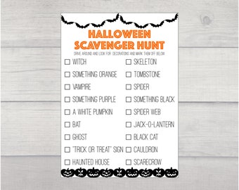 Halloween Scavenger Hunt Printable, Halloween Game Printable, Digital Download, Halloween Party Game Printable, Halloween Scavenger Hunt