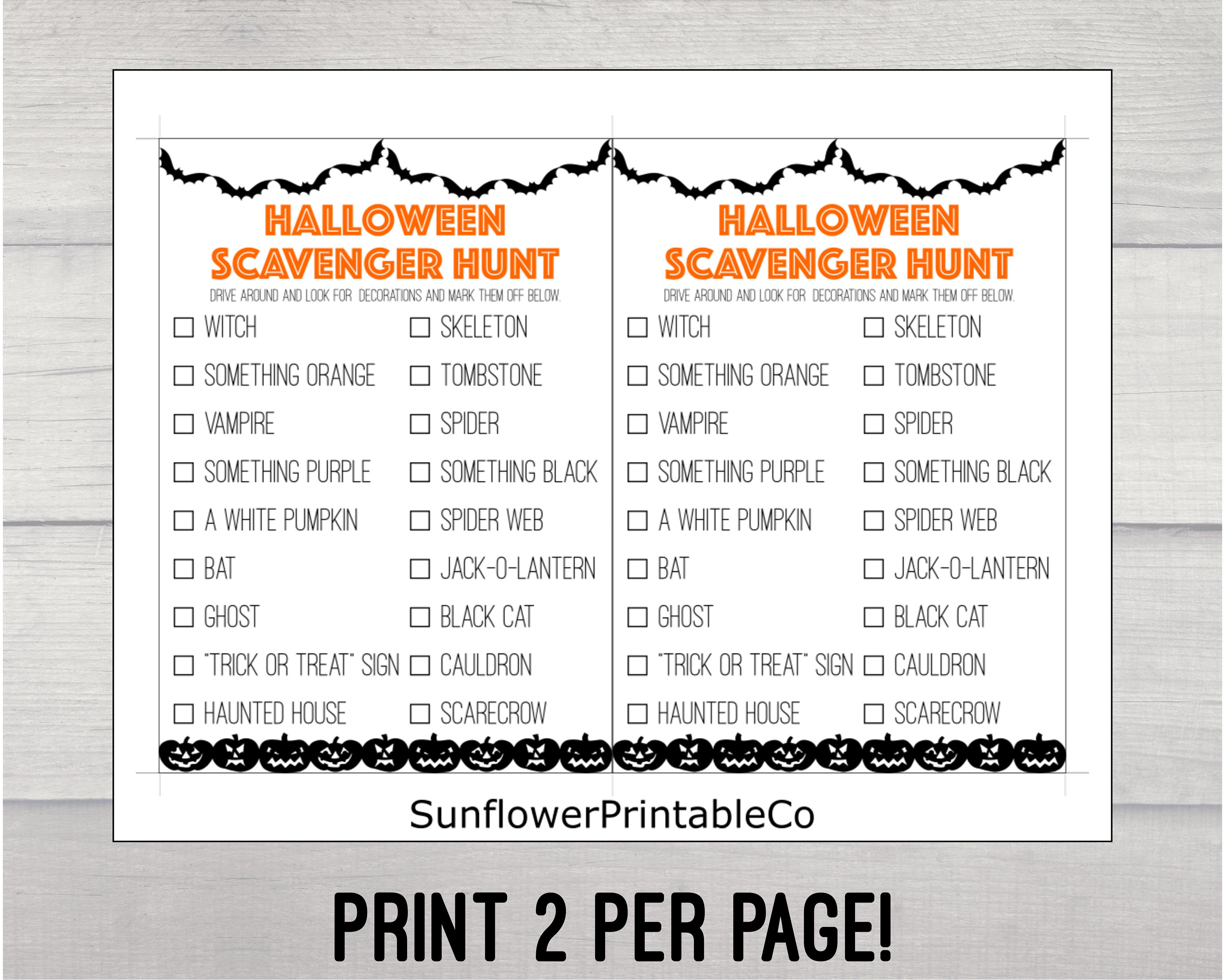 Halloween Scavenger Hunt Printable, Halloween Game Printable, Digital ...