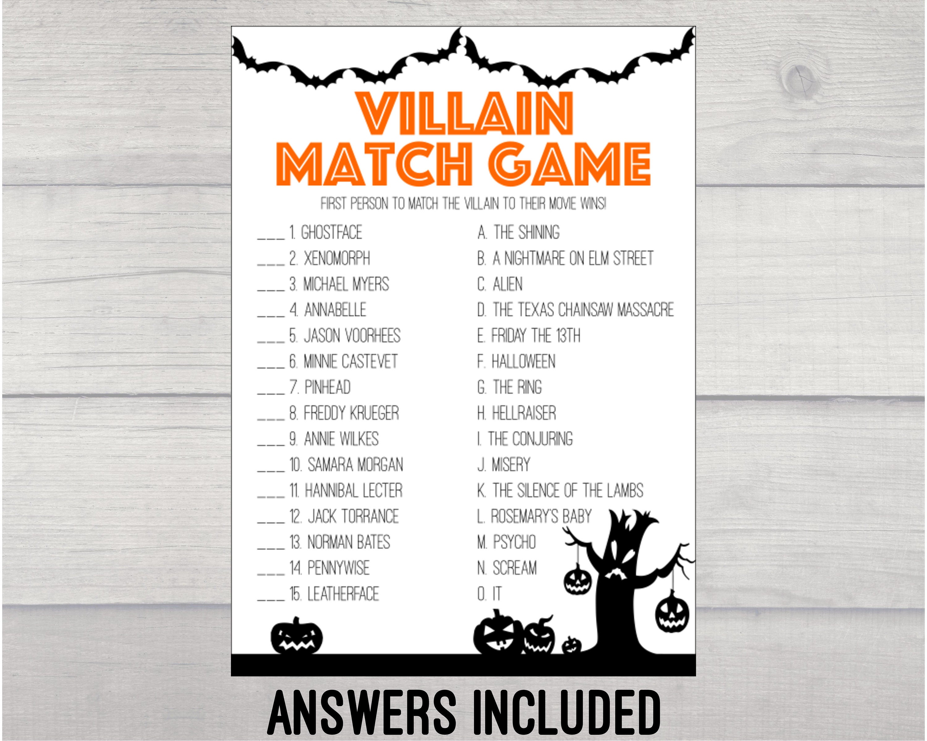 Printable Halloween Who's The Bad Guy? Party Game — Print Games Now