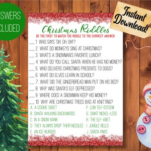 Christmas Riddle Game, Printable, Christmas Game, Kids Game, Christmas Activity