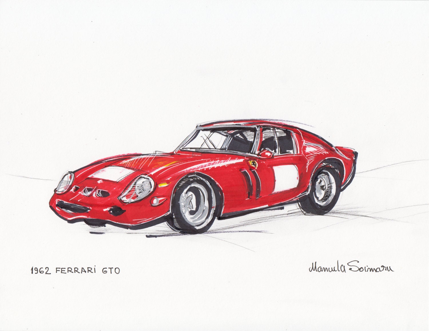Download Classic Car Drawing Antique Car Print Retro Illustration Old Etsy