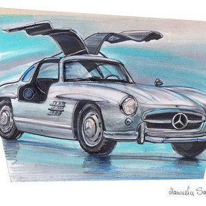 1971 Mercedes Benz 280 Sl Pagode Sports Dessin Voiture Tirage Etsy