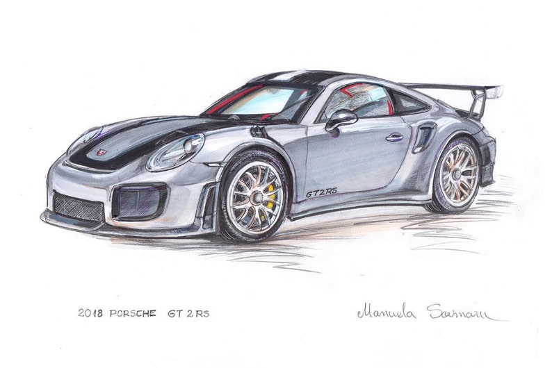 Porsche Drawing 2018 Porsche GT2RS Painting Race Car Gift Man - Etsy UK