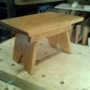 Oak step stool, furniture stool, image 1