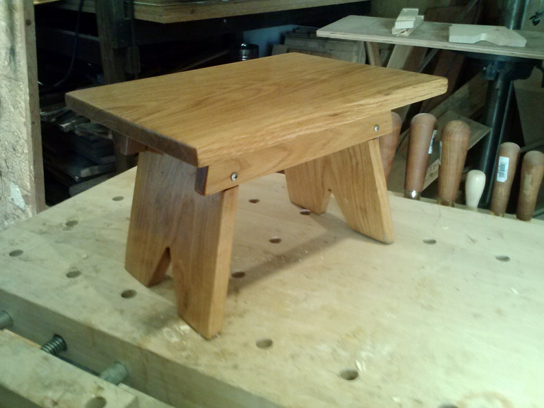 Oak step stool, furniture stool, image 1