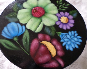 Decorative Glass bowl with hand painted wood lid