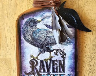 Hand Painted Raven Plaque