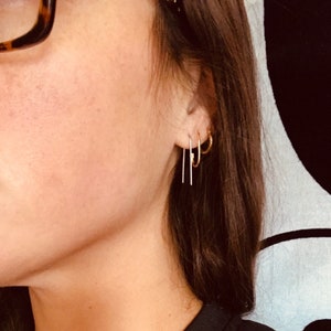 Threader Earrings Silver, Small Silver Stainless Steel Earrings, Hypoallergenic Minimalist Jewelry Silver, Women Earrings Under 20,