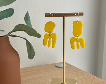 Lightweight Acrylic Earrings, Mismatched Earrings Dangle, Yellow Acrylic Asymmetrical Earrings