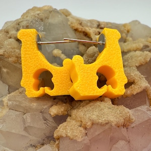 Bread Tag Earrings: Funky Yellow PLA Open Hoop Jewelry