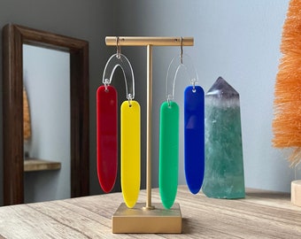 Asymmetrical Acrylic Dangle Earrings: Laser Cut Statement Jewelry