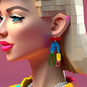 Colorful Earrings for Women, Asymmetrical Interesting Earrings, Weird Acrylic Statement Earrings