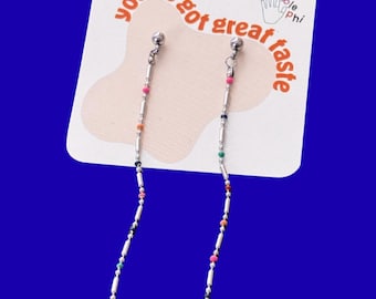 Long Stainless Steel Duster Earrings, Delicate Chain Dangle