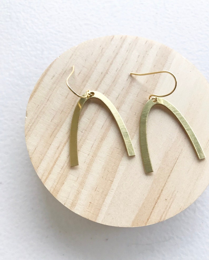 Gold U Shaped Dangle Earrings Gold Wishbone Simple Earrings Etsy