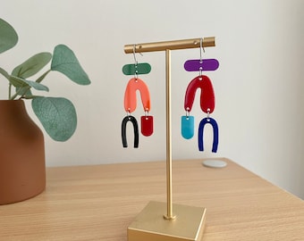 Interesting Acrylic Earrings for Women, Modern Asymmetric Earrings, Laser Cut Acrylic Earrings, Abstract Colorful Statement Earrings