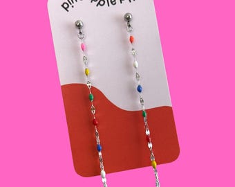Duster Earrings, Stainless Steel Delicate Chain Dangle Earrings