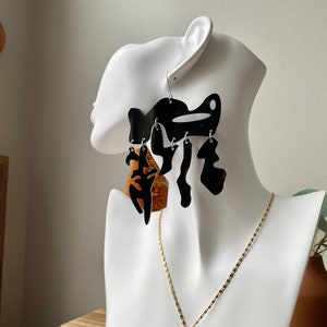 Big Black Earrings, Geometric Acrylic Earrings, Oversized Jewelry